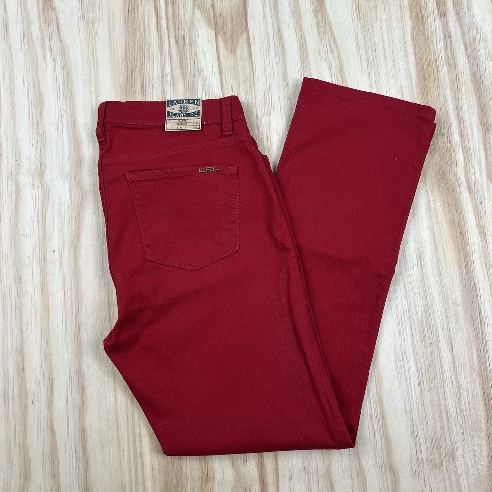 Lauren Ralph Lauren Womens NEW Red Jeans 10P Petite Heritage Cotton Blend